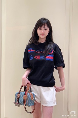 Gucci Logo Print Black Short Sleeve T-Shirt