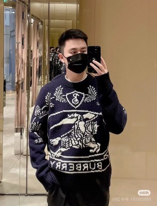 Burberry Navy Equestrian Crest Knit Sweater view 8