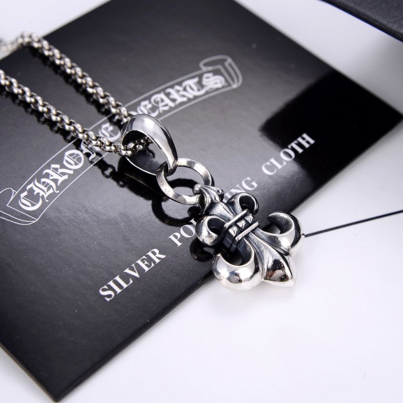 Chrome Hearts Fleur-de-Lis Silver Pendant Necklace