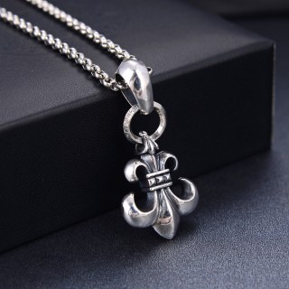 Chrome Hearts Fleur-de-Lis Silver Pendant Necklace view 2