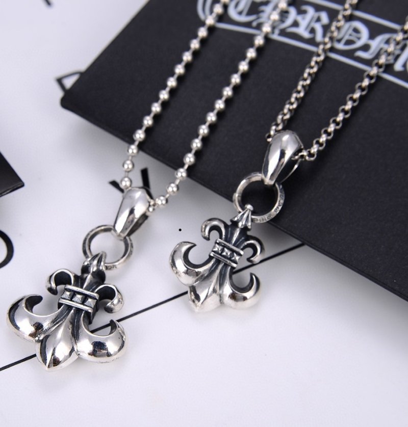 Chrome Hearts Fleur-de-Lis Silver Pendant Necklace view