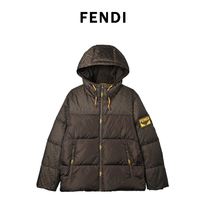 Brown Quilted Down Puffer Jacket with Hood view