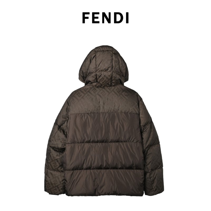 Brown Quilted Down Puffer Jacket with Hood view