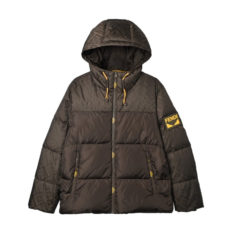 Brown Quilted Down Puffer Jacket with Hood view
