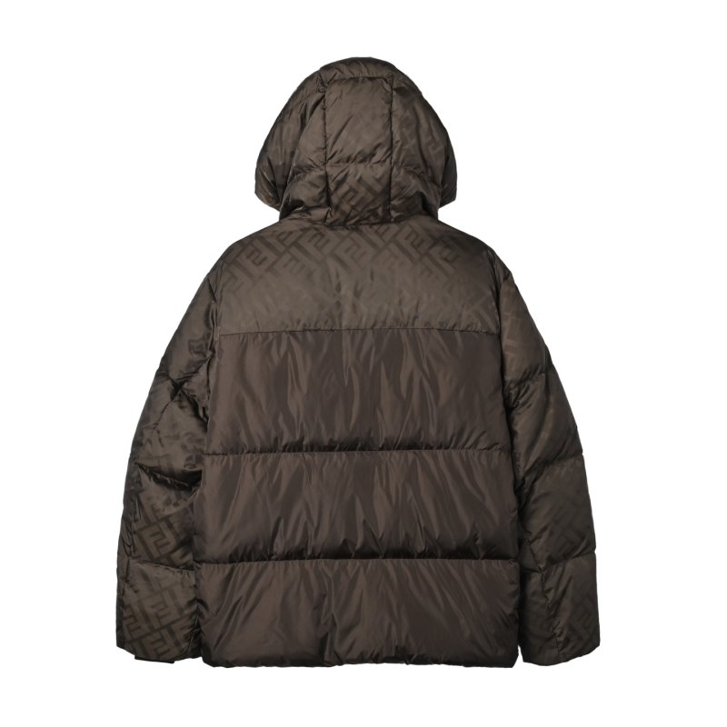 Brown Quilted Down Puffer Jacket with Hood view