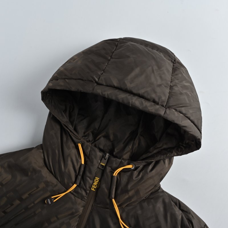 Brown Quilted Down Puffer Jacket with Hood view