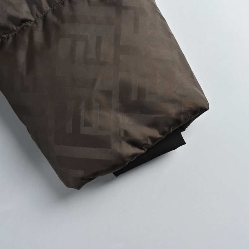 Brown Quilted Down Puffer Jacket with Hood view