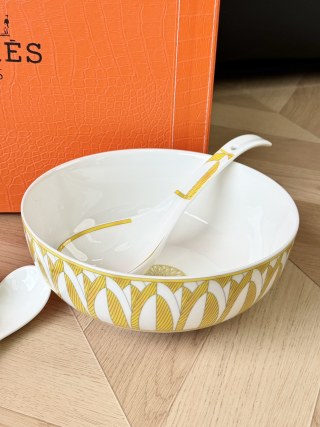 Hermès Paris Porcelain Spoon & Bowl Set - White Gold view 4