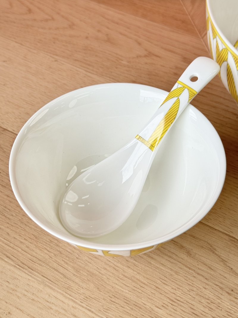 Hermès Paris Porcelain Spoon & Bowl Set - White Gold view