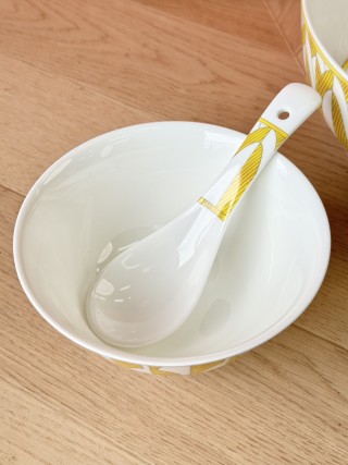Hermès Paris Porcelain Spoon & Bowl Set - White Gold view 7