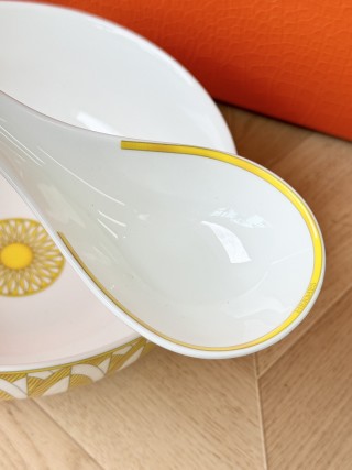 Hermès Paris Porcelain Spoon & Bowl Set - White Gold view 9