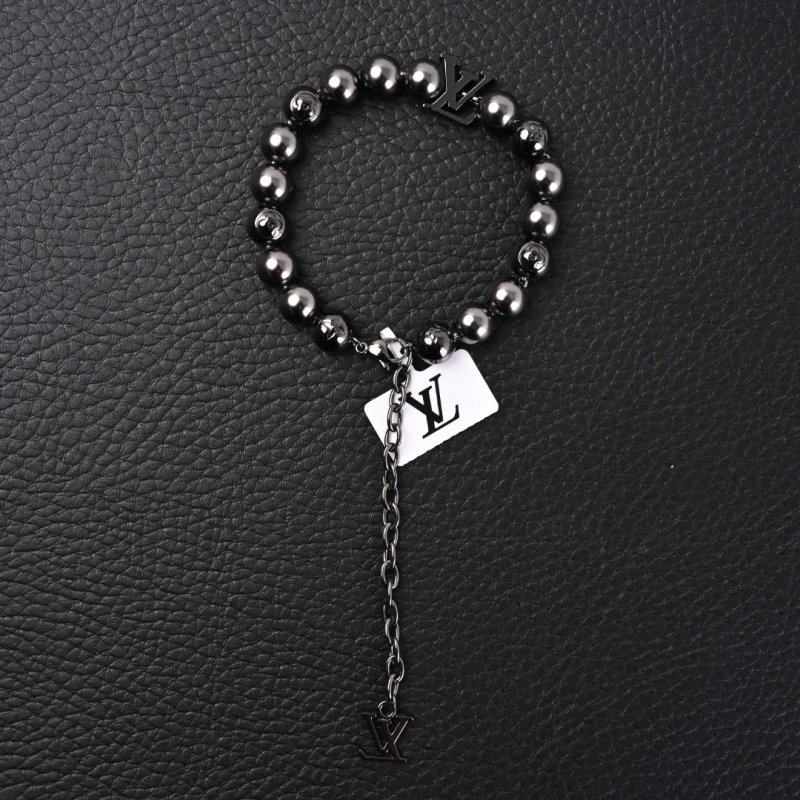 Louis Vuitton Monogram Pearls Beaded Bracelet Silver