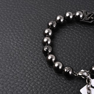 Louis Vuitton Monogram Pearls Beaded Bracelet Silver view 4