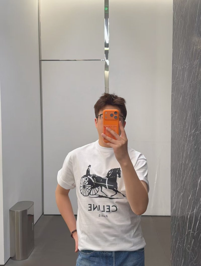 Celine White Horse Carriage Graphic T-Shirt