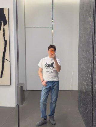 Celine White Horse Carriage Graphic T-Shirt view 2