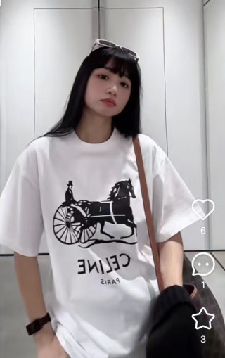 Celine White Horse Carriage Graphic T-Shirt view 5