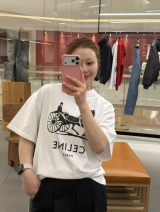 Celine White Horse Carriage Graphic T-Shirt view 6