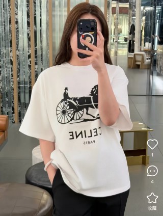 Celine White Horse Carriage Graphic T-Shirt view 7