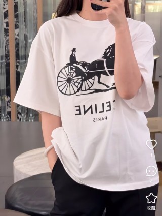 Celine White Horse Carriage Graphic T-Shirt view 8