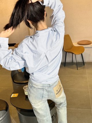 Burberry Light Wash Denim Jeans with Leather Patch view 5