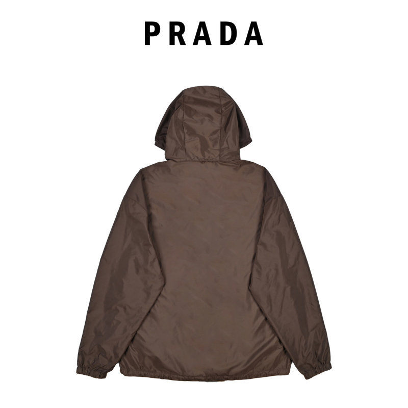 Prada Nylon Hooded Jacket Brown view