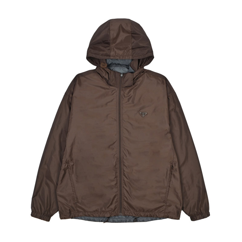 Prada Nylon Hooded Jacket Brown view