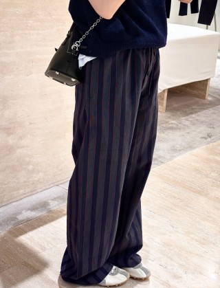 Charcoal Pinstripe Wide-Leg Trousers view 5
