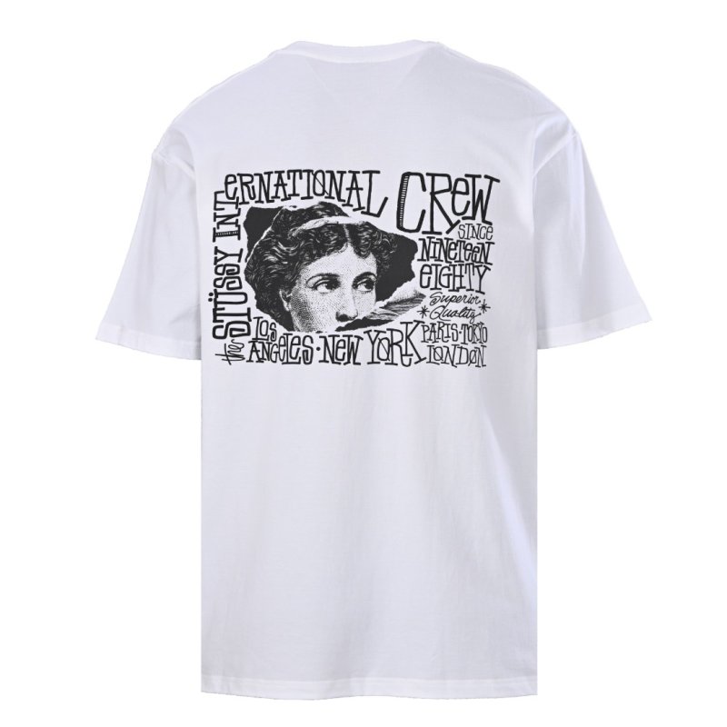Oversized Graphic Crew Print White T-Shirt view