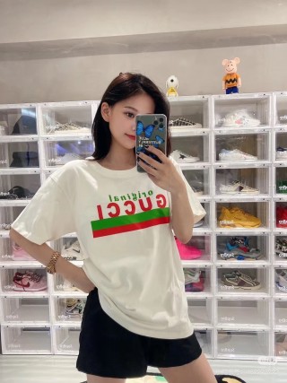 Gucci Inspired Classic Logo Stripe White T-Shirt view 2