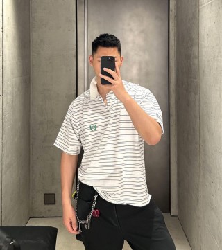 Lacoste Classic Striped Polo Shirt - Cream Navy view 8