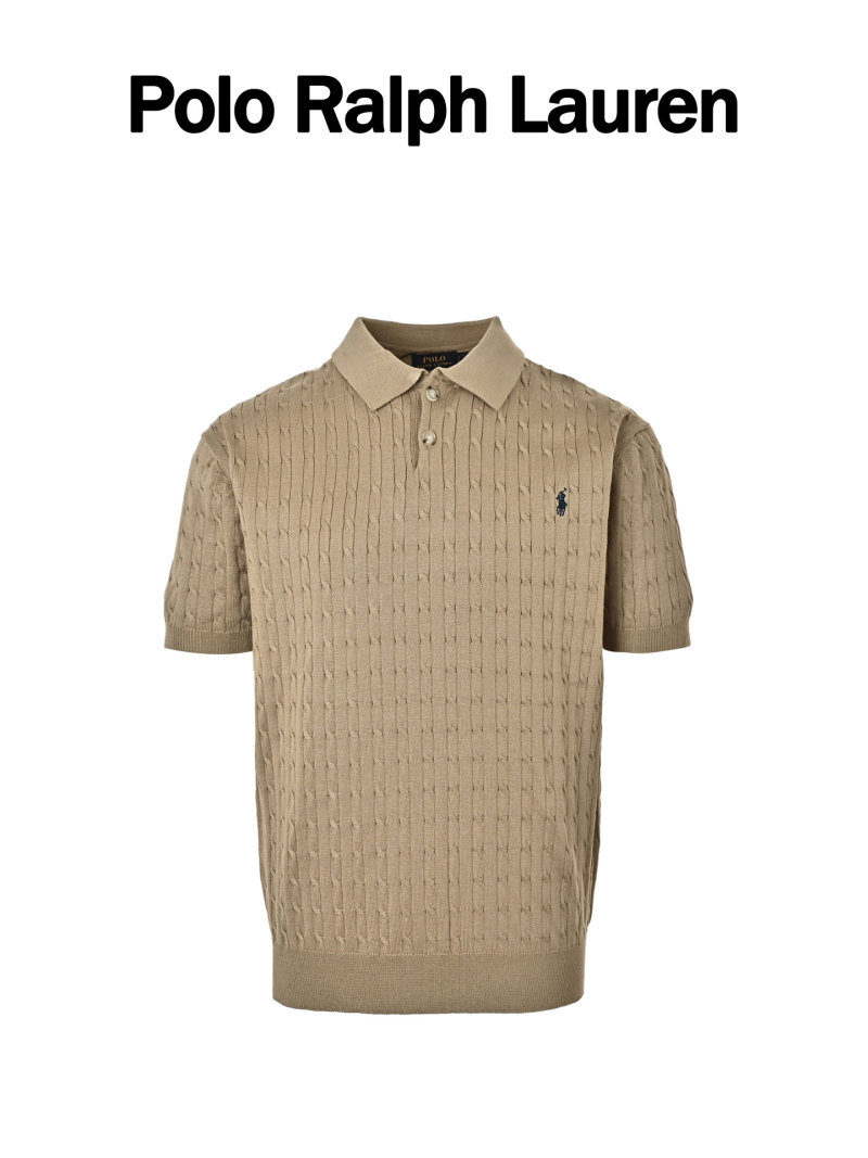 Polo Ralph Lauren Beige Cable Knit Short Sleeve Polo view