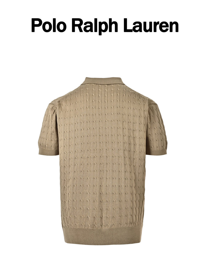 Polo Ralph Lauren Beige Cable Knit Short Sleeve Polo view