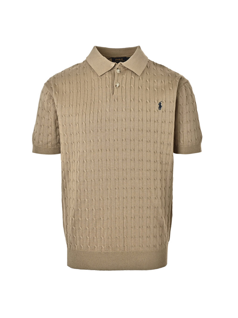 Polo Ralph Lauren Beige Cable Knit Short Sleeve Polo view