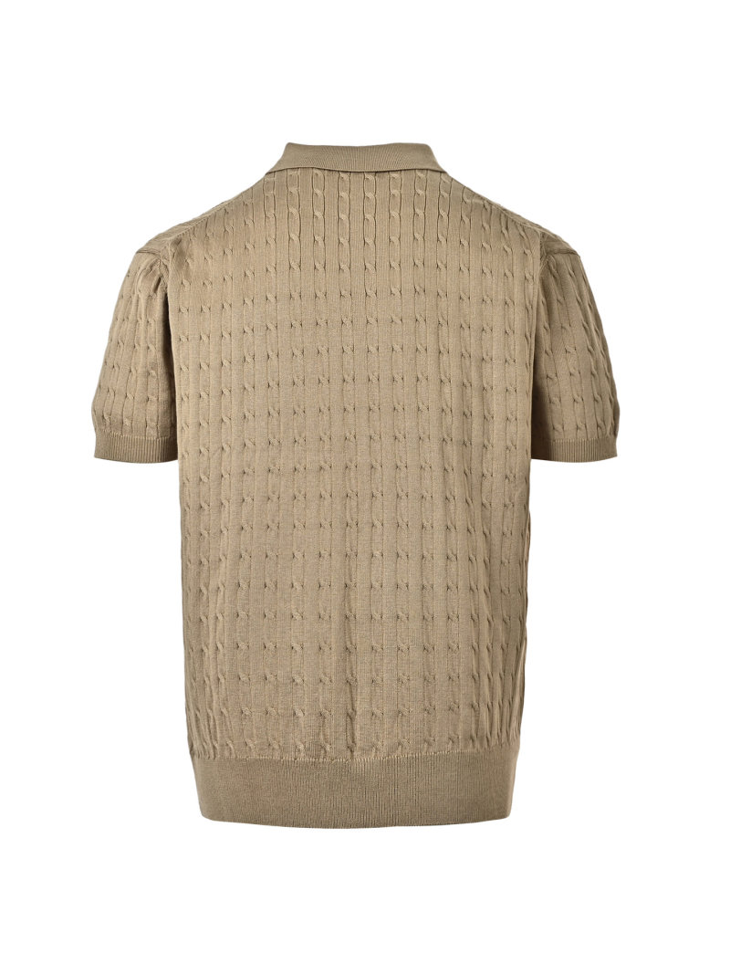 Polo Ralph Lauren Beige Cable Knit Short Sleeve Polo view