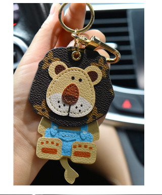 LV Classic Lion Head Leather Keychain Charm view 3