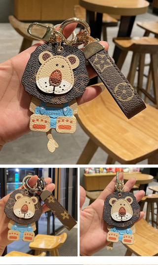 LV Classic Lion Head Leather Keychain Charm view 4