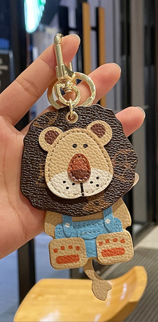 LV Classic Lion Head Leather Keychain Charm view 6