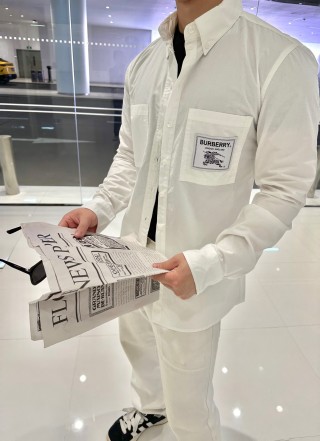 Burberry Cream Oversized Utility Shirt Jacket view 4