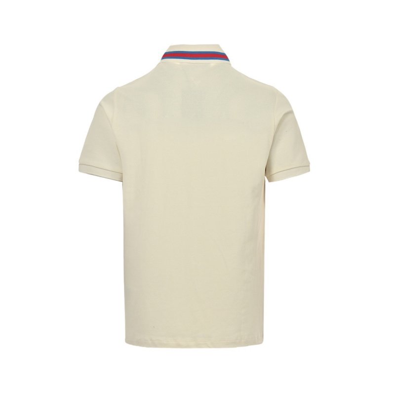 Cream Polo Shirt with Striped Collar view