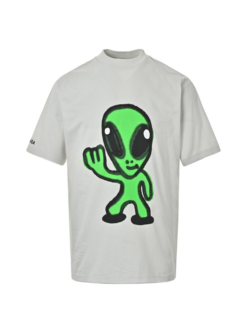 Neon Green Octopus Graphic Short Sleeve T-Shirt White view