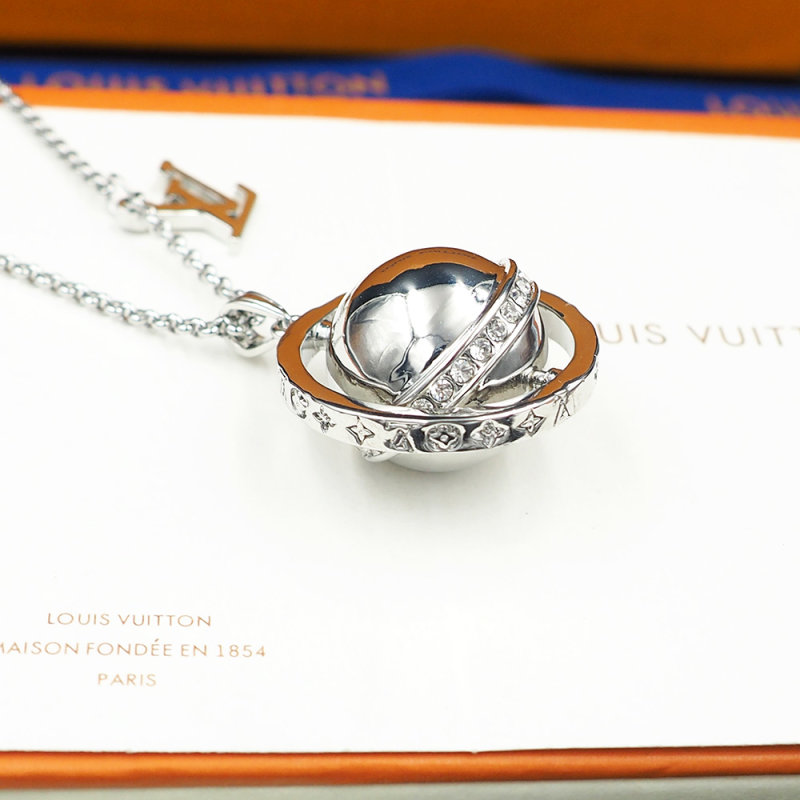 Louis Vuitton LV Globe Crystal Pendant Necklace Silver view