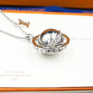 Louis Vuitton LV Globe Crystal Pendant Necklace Silver view 3
