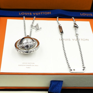 Louis Vuitton LV Globe Crystal Pendant Necklace Silver view 5