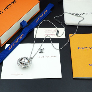 Louis Vuitton LV Globe Crystal Pendant Necklace Silver view 7
