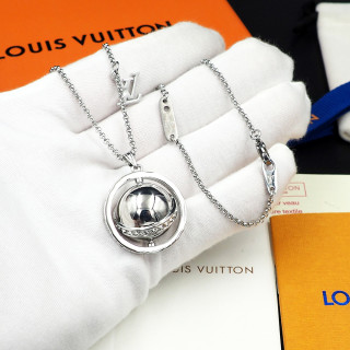 Louis Vuitton LV Globe Crystal Pendant Necklace Silver view 8
