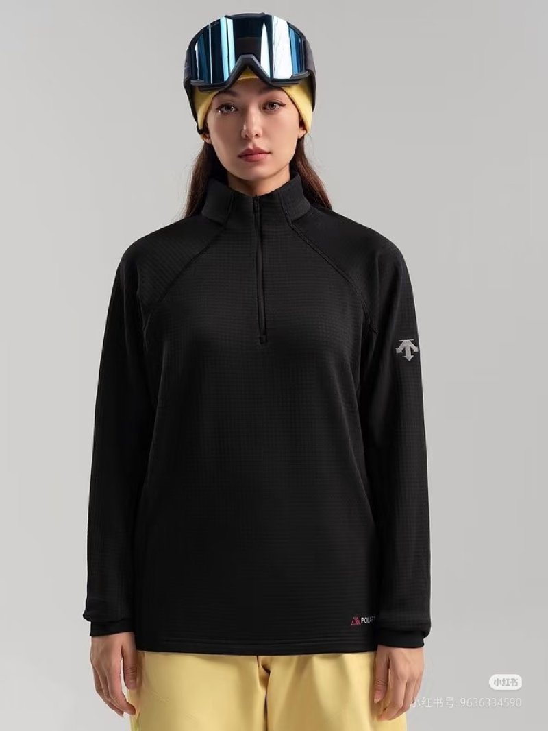 Descente Black Quarter-Zip Technical Ski Jacket