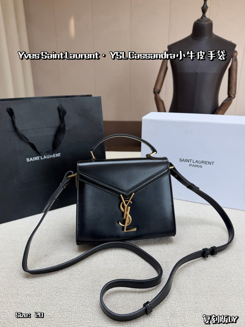 YSL Cassandra Black Gold Envelope Shoulder Bag