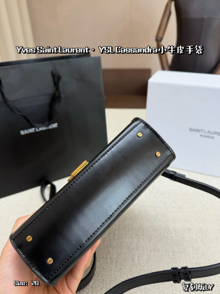 YSL Cassandra Black Gold Envelope Shoulder Bag view 5