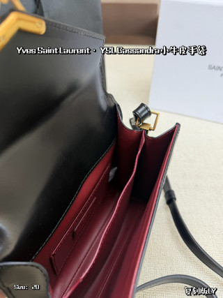 YSL Cassandra Black Gold Envelope Shoulder Bag view 6