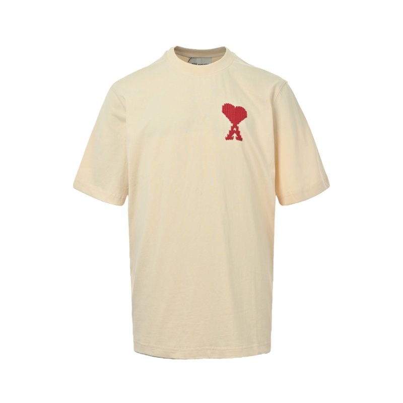Ami Red Heart Logo Cream T-Shirt view